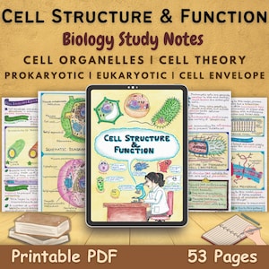 Cell Structure, Organelles and Function | Eukaryotic Cell and Prokaryotic Cell Biology | High School Study Notes | Cell Anatomy & Physiology