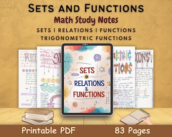 Sets, Relations, & Functions Notes Grade 11 Math | A-Level | IB | AP Calculus | Printable Study Guide PDF