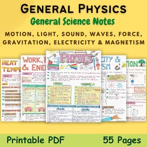 Notes esthétiques de physique générale à l'intention des élèves et des enseignants de physique du secondaire | Guide d'étude de base de la physique | PDF imprimable