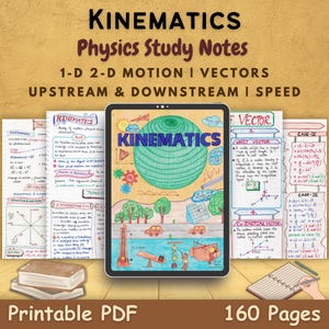運動学学習ノート PDF | 高校11年生・12年生の物理学の生徒と教師向け | 1次元、2次元の運動、ベクトル | 美的学習ガイド