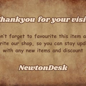 Thank you page from NewtonDesk encouraging customers to favorite their Python programming notes shop for updates on study material, discounts, and new printable PDFs. Ideal for Etsy shoppers interested in CS/IT study aids.