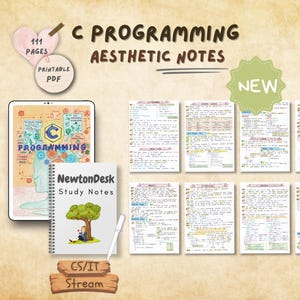 C programming language aesthetic notes showcasing recursion and decision-making concepts. Features diagrams, flowcharts, and color-coded explanations to make complex logic easy to understand. A valuable resource for students preparing for exams or coding interviews.