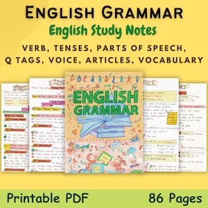 Englisch lernen Grammatik Lernhinweise PDF | Verb, Satz, Artikel, Wortarten, Tempern, Aktiv &Passiv, Präpositionen, Vokabeln