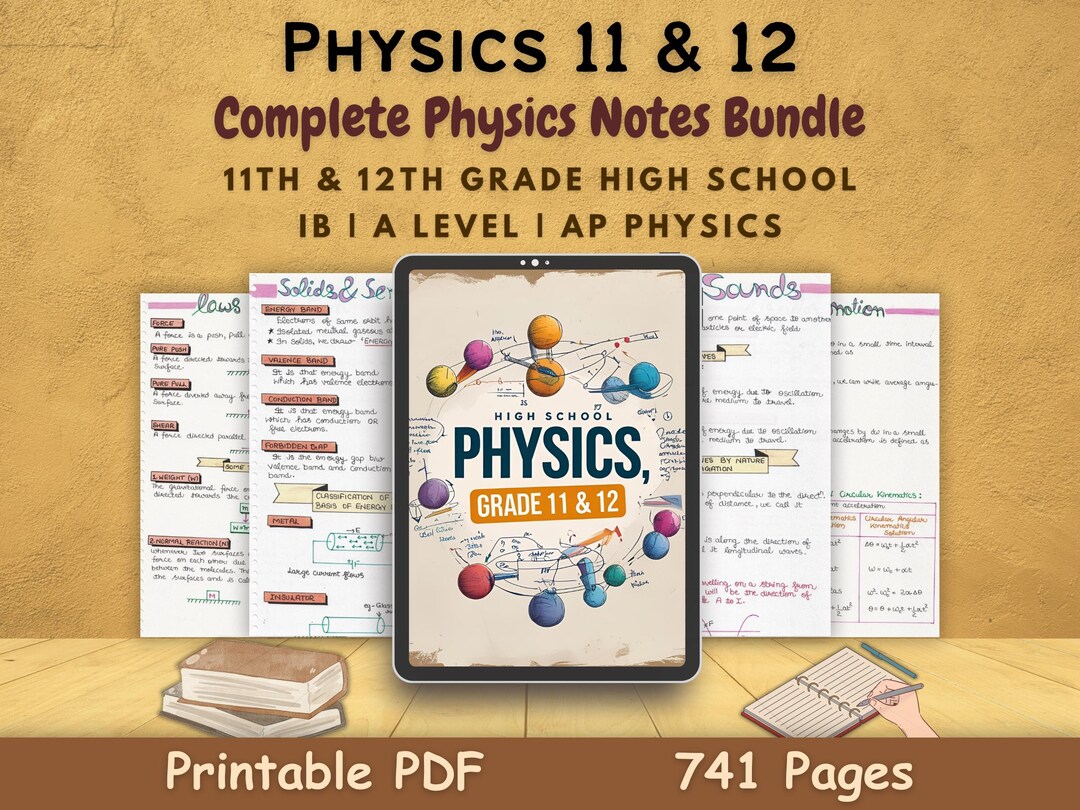 Physics Study Notes Bundle PDF | Complete Physics Packet for 11th and ...