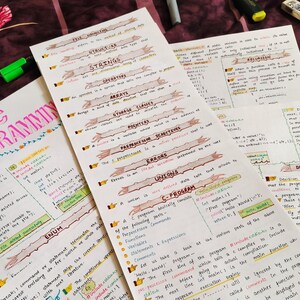 Preview of printable PDF aesthetic C programming notes. Includes hand-drawn figures and neatly organized pages covering topics like data types, enums, unions, arrays, and loops. Ideal for CS/IT students who prefer studying from well-structured physical copies.