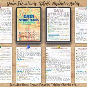 Visually engaging Data Structures algorithms notes with hand-drawn figures, charts, and neatly organized explanations. Topics like trees, stacks, heaps, and linked lists are presented in a student-friendly format. Great for CS/IT students, coding bootcamps, and interview preparation.