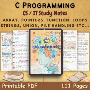 C Programming Language Study Notes PDF | Aesthetic Study Guide for CS & Software Engineering Students | Printable Lecture Notes