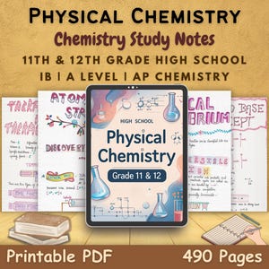 High School Physical Chemistry Notes PDF | Aesthetic IB, AP, A-Level Study Guide | Grade 11 & 12 Printable Chemistry Notes