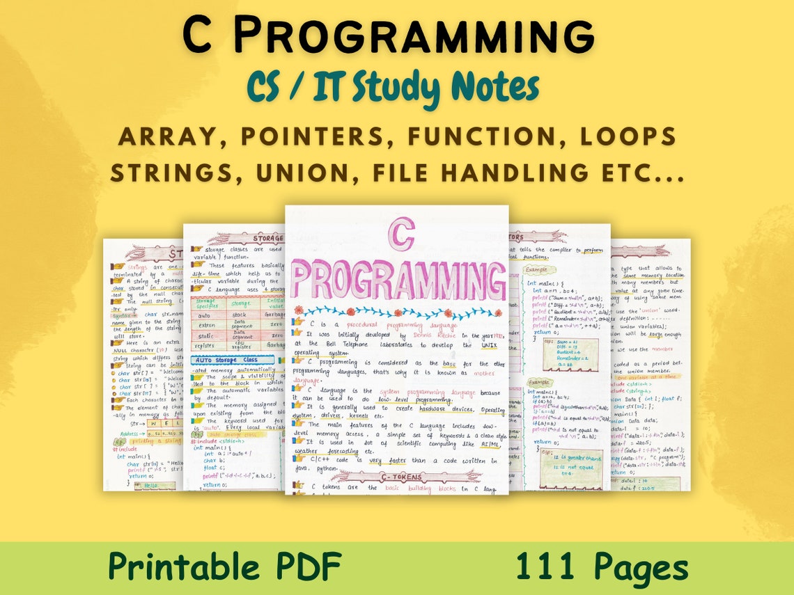 C Programming Language Aesthetic Study Notes Computer Science Study ...