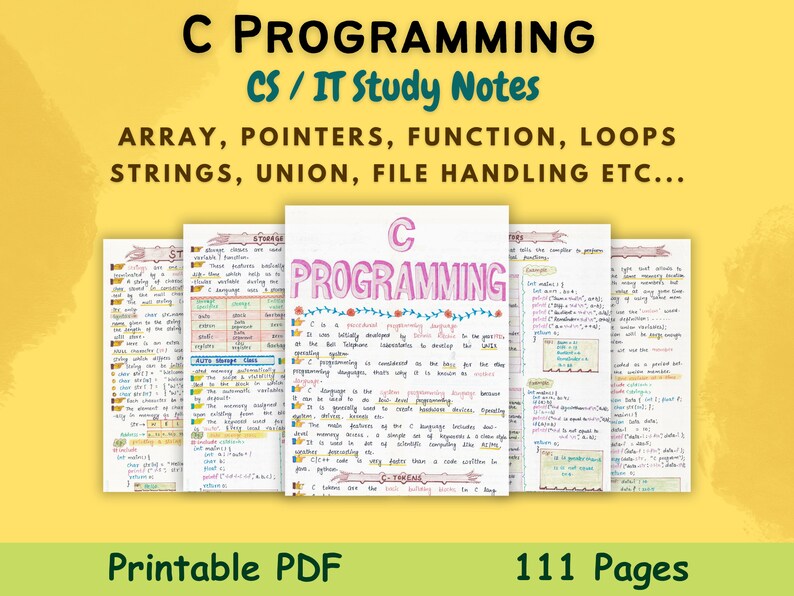 C Programming Language Aesthetic Study Notes Computer Science Study ...