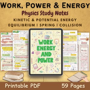 Work, Power and Energy | Grade 11 | Physics | Higher Level Courses Notes | Study Guide | For Student and Teacher | Printable PDF Download