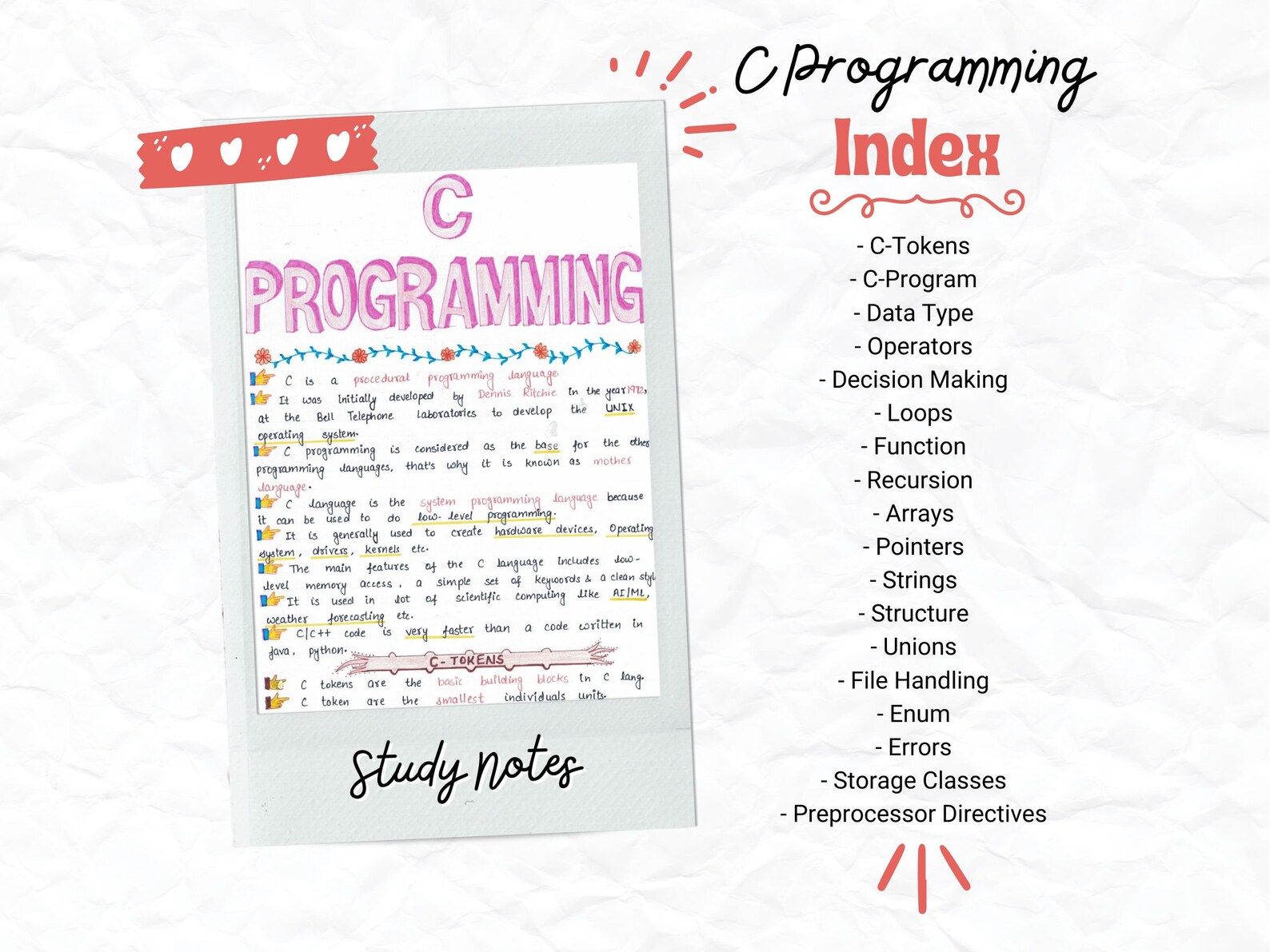 C Programming Language Aesthetic Study Notes Computer Science Study ...
