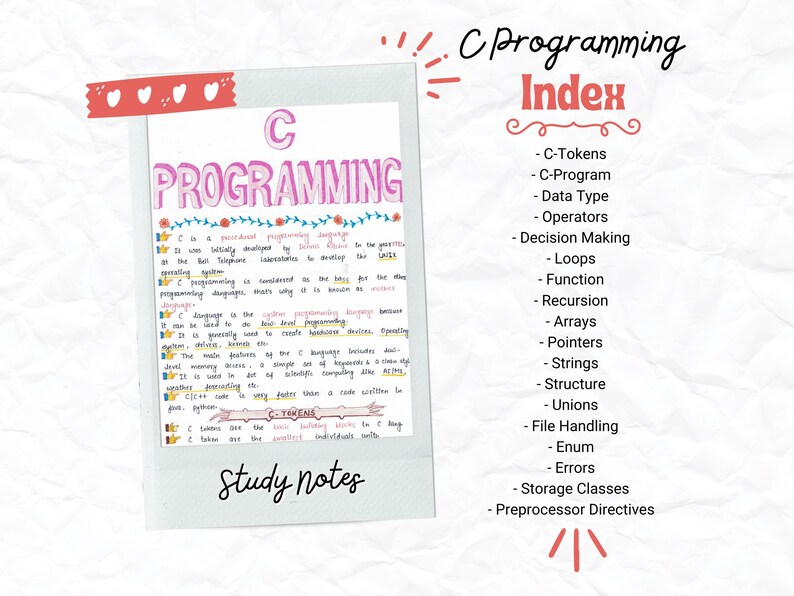 C Programming Language Aesthetic Study Notes Computer Science Study ...