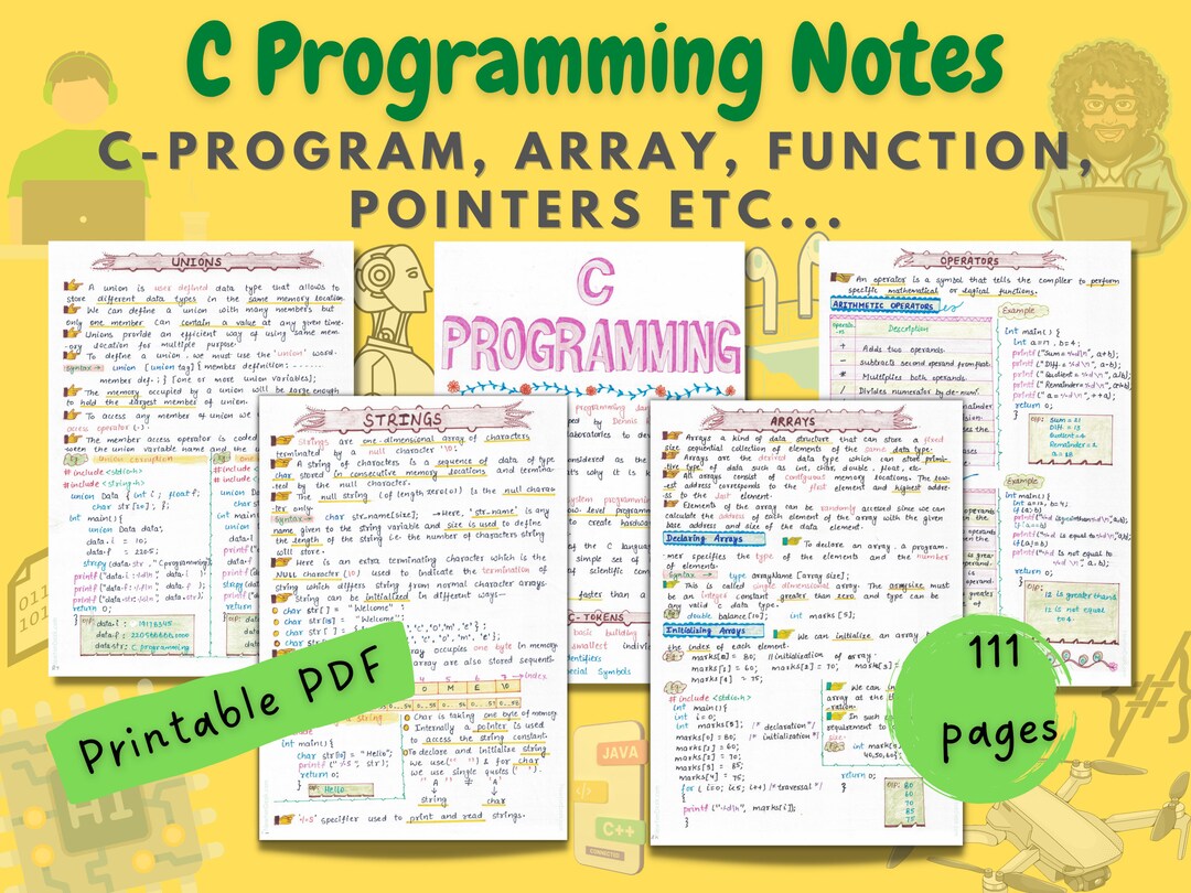 C Programming Language Aesthetic Study Notes Computer - Etsy