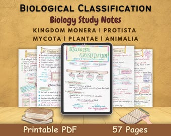 Biological Classification (Five Kingdom) | Biology | Grade 11 | Handwritten Color Study Notes | Study Guide | Digital Download PDF