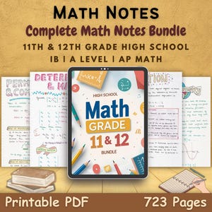 Math Study Notes Bundle PDF | Complete Mathematics for 11th and 12th Grade High School Student includes Algebra, Trigonometry, Calculus