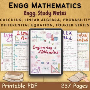 Engineering Math Study Notes PDF | for FE and STEM Mathematics includes Linear Algebra, Calculus, Differential equation, Complex variable
