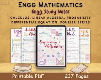 Engineering Math Study Notes PDF | for FE and STEM Mathematics includes Linear Algebra, Calculus, Differential equation, Complex variable