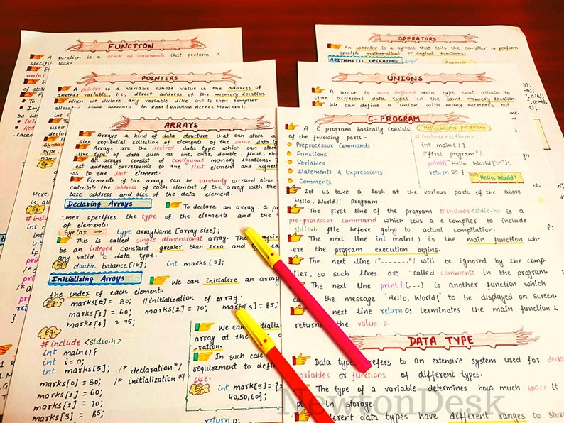 C Programming Language Aesthetic Study Notes Computer Science Study ...