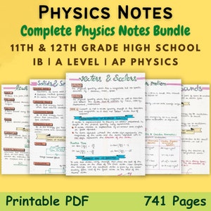 Lot de notes d'étude de physique PDF | Kit complet de physique pour un lycéen de 11e et 12e année | Guide d'étude manuscrit pour la révision
