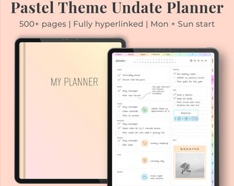 Agenda digitale senza date, dai colori pastello / Organizzatore di vita moderno e minimalista (download digitale)