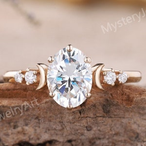 Vintage Moissanite Verlobungsring Rosegold Mond Ring Oval Moissanite Ring witchy Ehering Natürliche himmlische Ring Einzigartige Versprechen Ringe