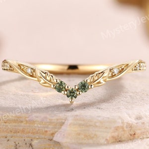 Vintage Petrol Saphir Ehering solides Blattgold Ring Moissanite Rebe Ring Gebogener Ehering Stapelbare Ringe Jahrestag Geschenke für Sie