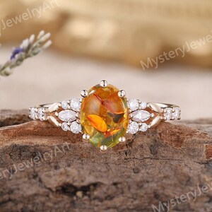 Amber and diamond ring best sale