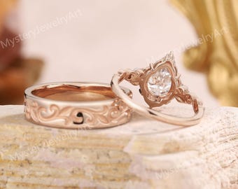 RIKELUS S925 10K 14K 18K Gold Moissanite Wedding Rings Set
