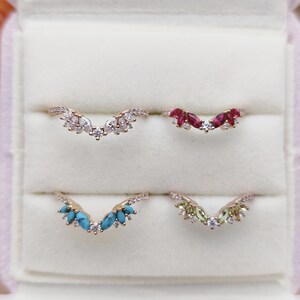 Art Deco Ruby Chevron Wedding Band Women, Rose Gold Moissanite Cluster ...
