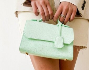 Mint Green Mini Olivia Top Handle Handbag with Crossbody Strap