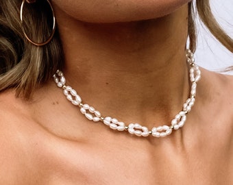 Süßwasser Perle Choker Schleifen Stil Halskette