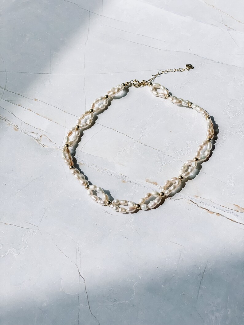 Freshwater Pearl Choker Loop Style Necklace image 6