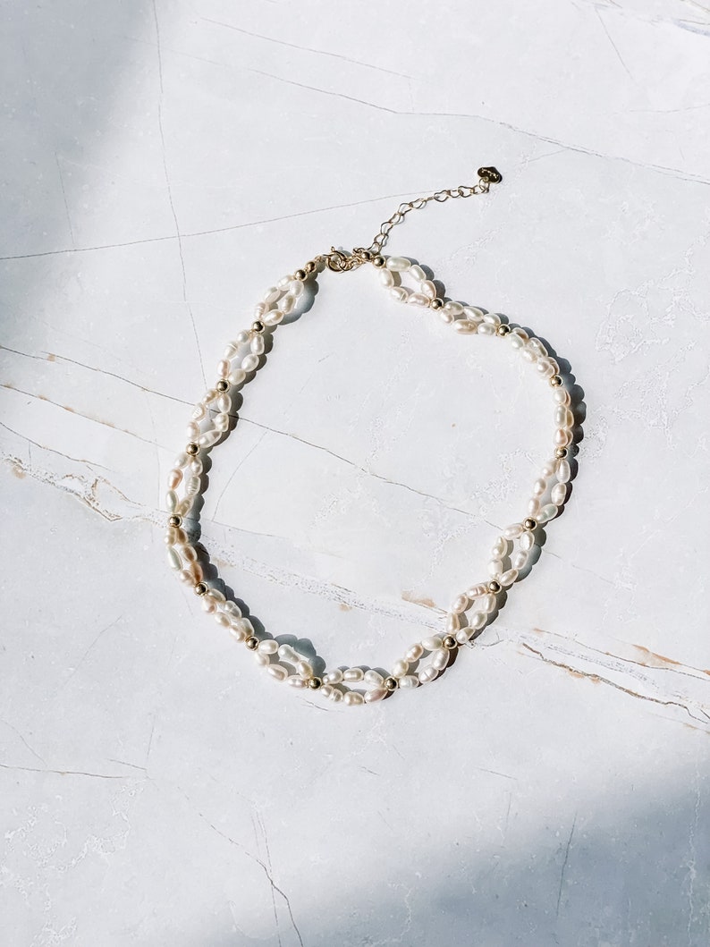 Freshwater Pearl Choker Loop Style Necklace image 2