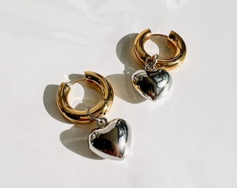 Gold Plated Elle Heart Hoop Earrings