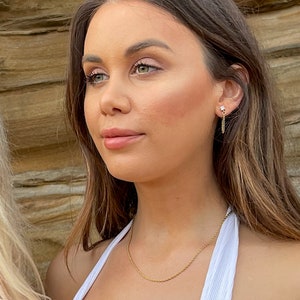 Gold Plated Chain Stud Christen Earrings
