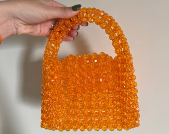 Fun Neon Orange Mini Beaded Handbag - Limited One Piece Only!