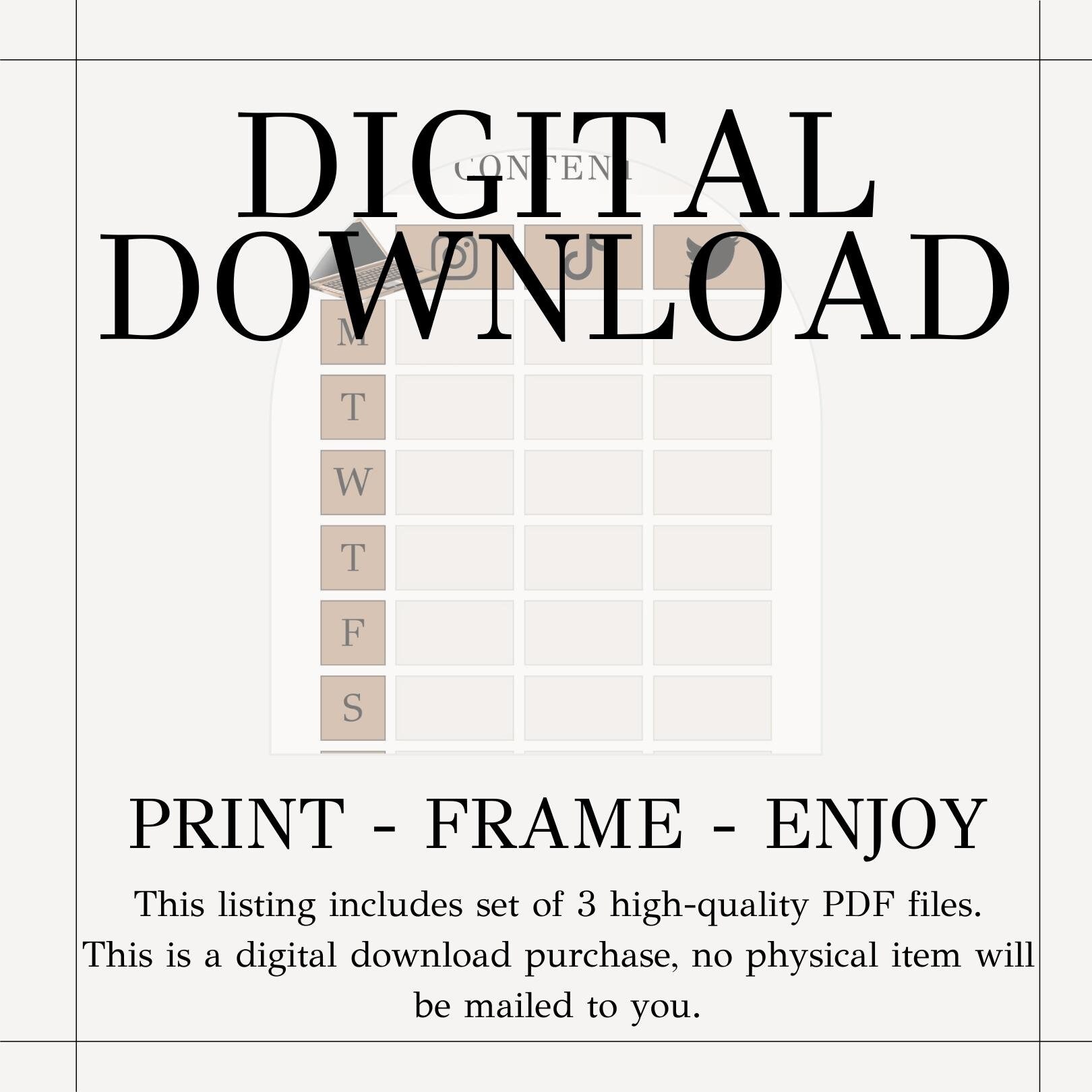 Social Media Printable Content Planner With Hand-made Illustration ...