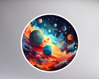 Vibrant Space Galaxy Vinyl Sticker - High-Quality, Durable Decal for Laptop, Notebook, Phone, Car - Cosmic, Starry Sky, Indoor/Outdoor Use