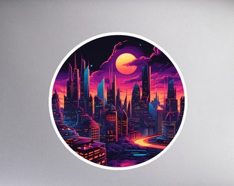 Cyberpunk City Vinyl Sticker - High-Quality Futuristic Decal - Perfect for Sci-Fi Fans, Ideal for Laptops, Cars