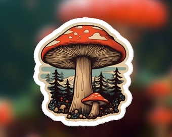 Giant Mushroom Forest Sticker - Escape into a Magical World with This Enchanting, High-Quality Vinyl Decal!