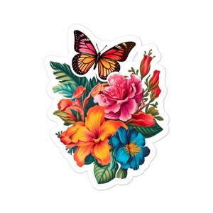 Schmetterling und Blumenaufkleber - Wunderschöner Naturaufkleber, hochwertiges, langlebiges Vinyl, für den Innenbereich, blasenfreie Anwendung
