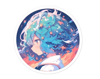 Sora the Sky Dreamer Vinyl Sticker – Cloud Hair Anime-Inspired Decal – Perfect for Galaxy Lovers, Laptops, Cars, Celestial Aesthetic Fans