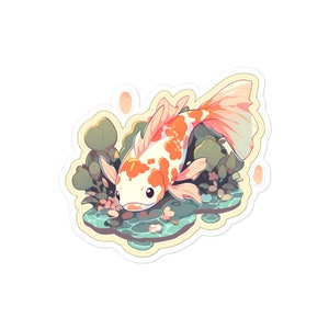 Japanese Koi Fish Anime Style Sticker - Durable, Bubble-Free Vinyl Decal for Indoor Use