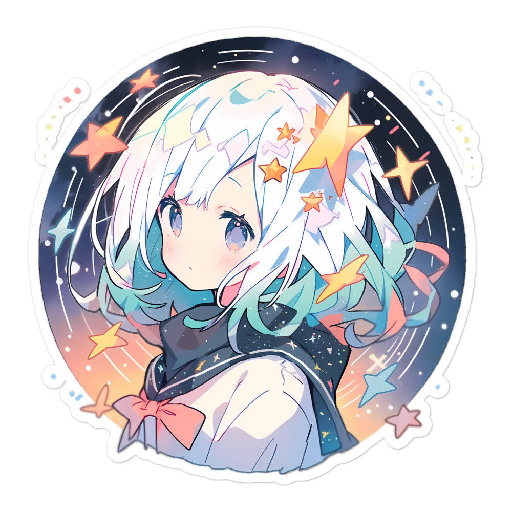 Star Anime Girl Vinyl Sticker Ethereal High-quality Decal - Etsy