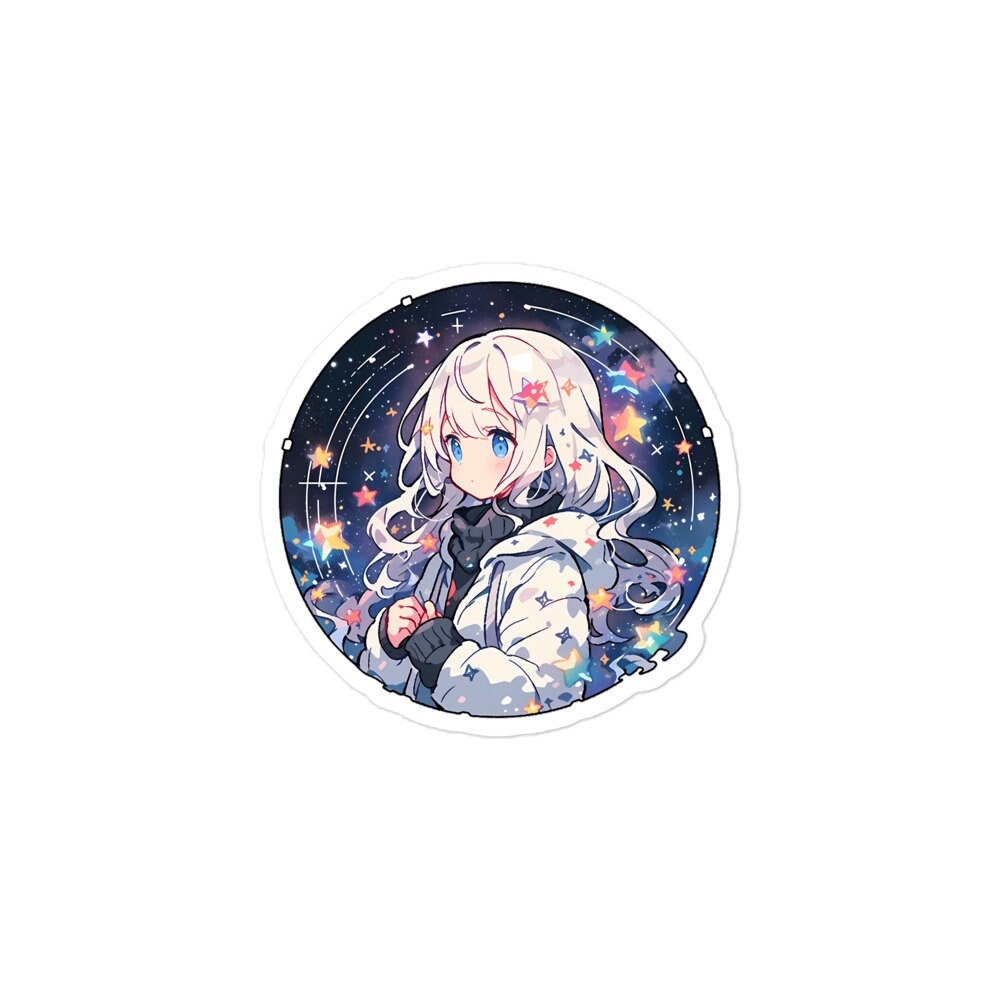 Cosmos Anime Girl Vinyl Sticker Enchanting, High-quality Decal Inspired ...