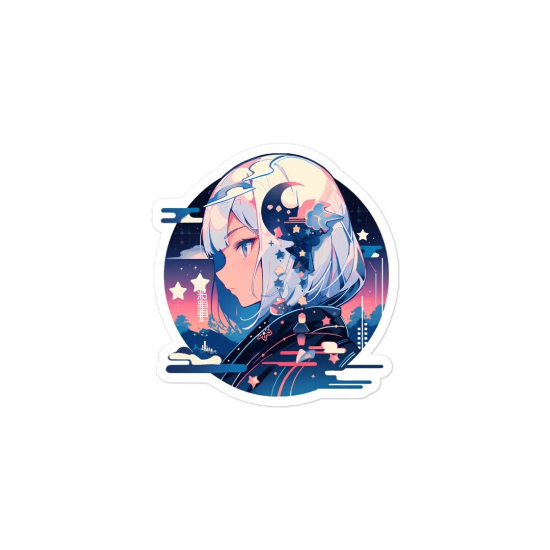 Moon Anime Girl Vinyl Sticker - High-quality Decal Inspired by Japanese ...