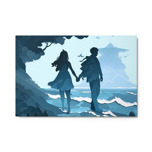 METAL! - Enchanting Aqua Amor: Ocean-Inspired Hand-in-Hand Couple's Metal Print - The Perfect Gift for Lovebirds & Art Lovers Alike immagine 9