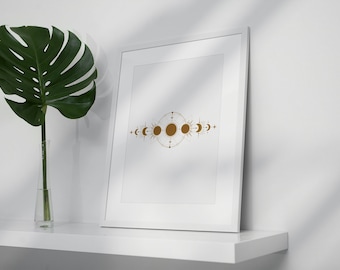 Mondphase Digitaldruck - Instant Download - Wandkunst - Wohnkultur