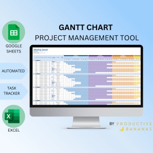 GANTT CHART | Project Management, Agile| Google Sheets & Excel Template | Task Tracker, Project Timeline, Business Planner | Undated Diagram